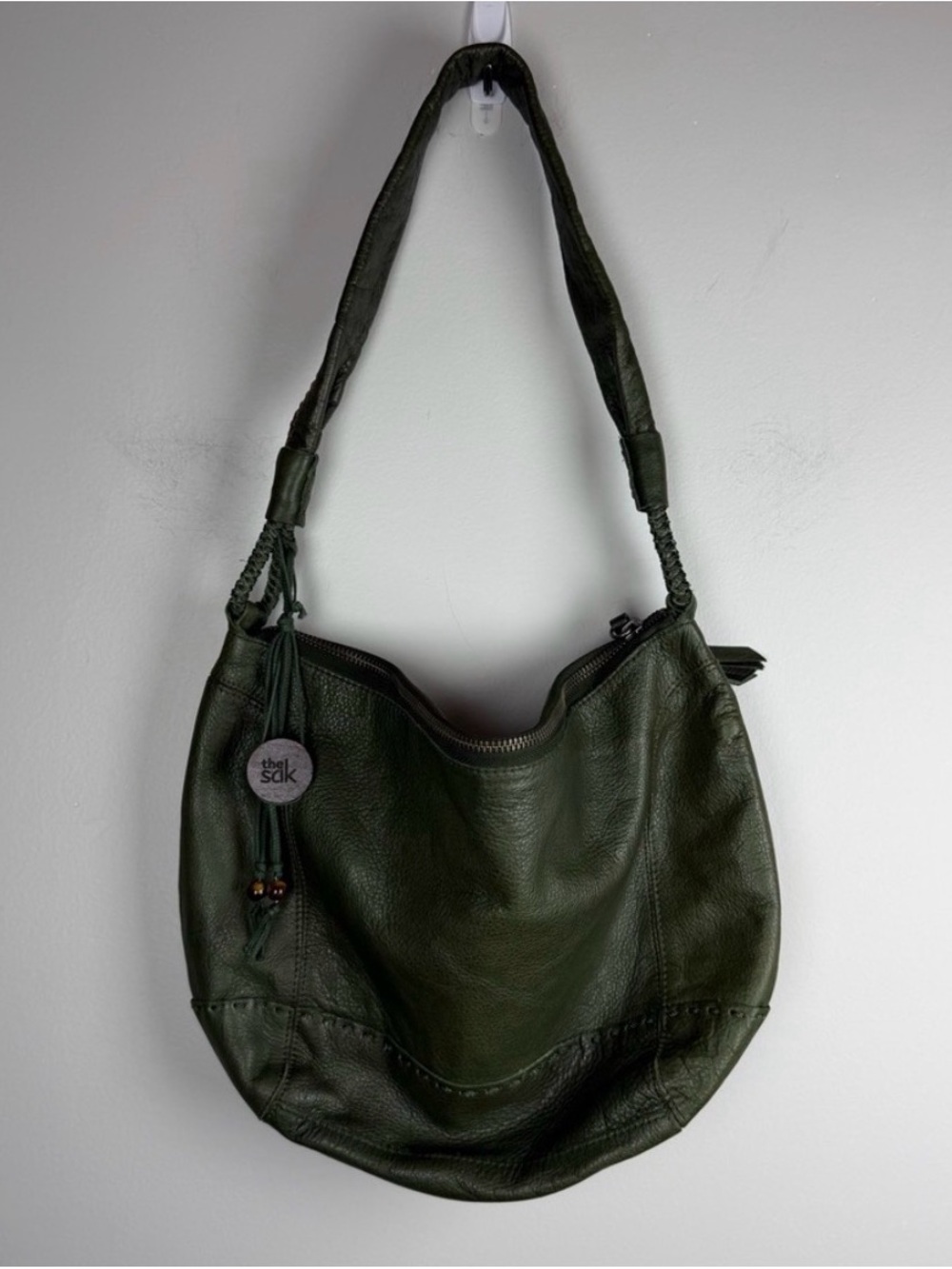 The Sak Olive Green Leather Hobo Bag crescent y2k